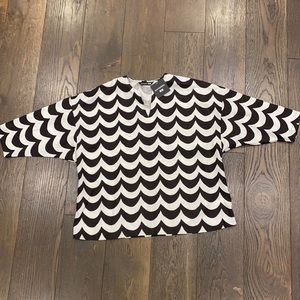 Marimekko Black and White Wave Pattern Top